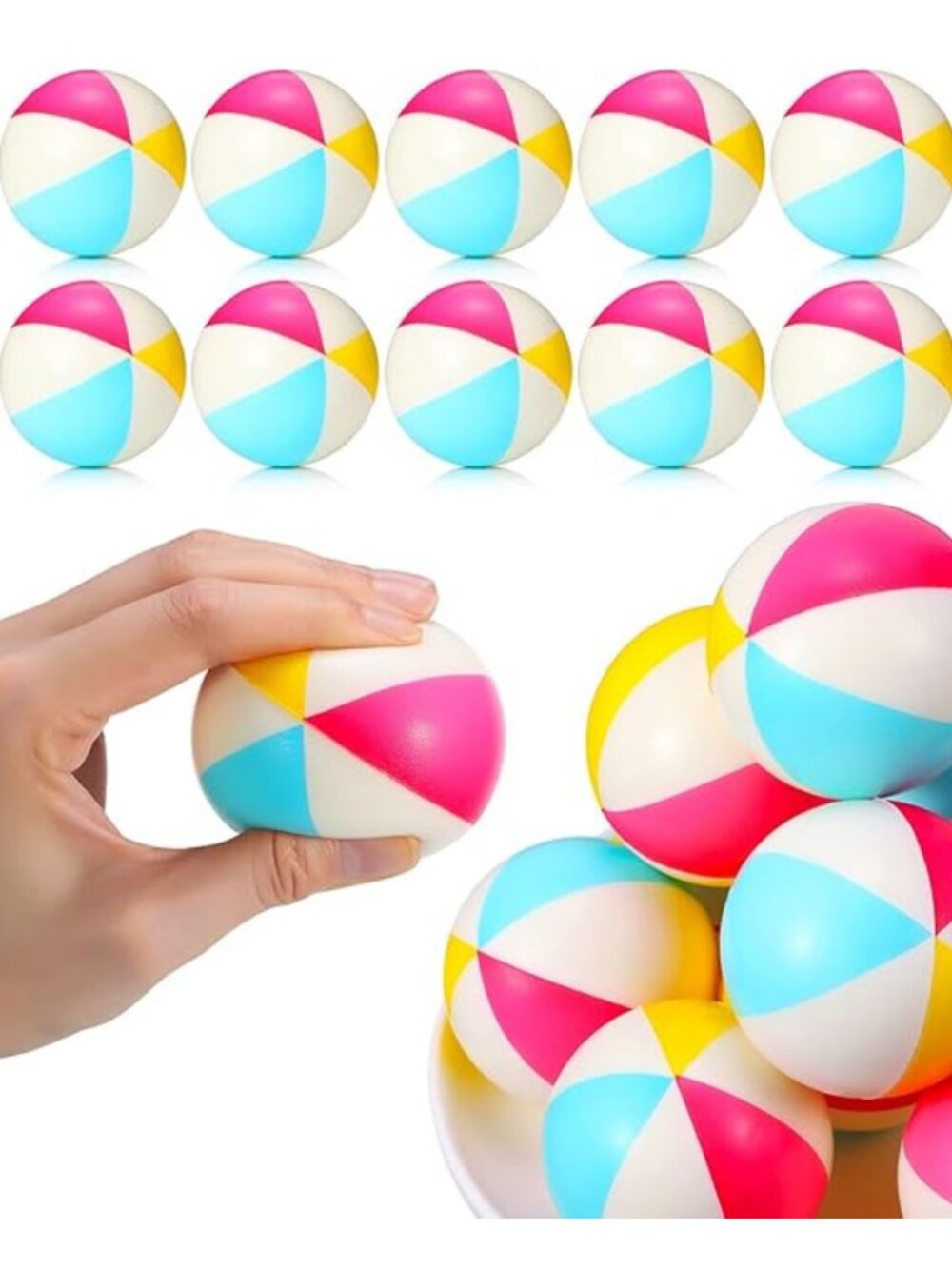 Jerify 24Pc Mini Beach Stress Balls Foam Rainbow Party Favor Toys